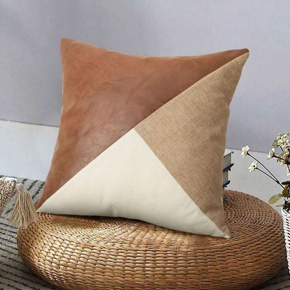 Brown Geometric Textured Throw Pillow Cover